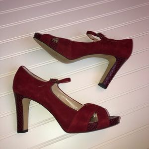 Franco Sarto Valita Peep Toe Mary Jane Heels Sz 10